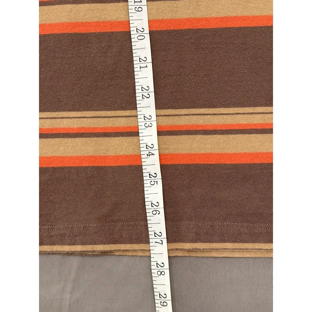 Banana Republic Vintage Polo Shirt Brown Orange Striped Cotton Mens Size Large L